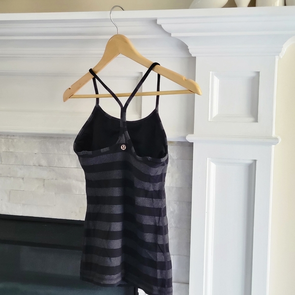 Lululemon Power Y Tank Top Black Grey Striped 4 - Picture 5 of 9